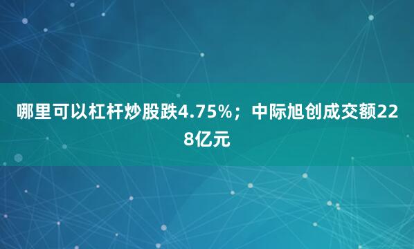 哪里可以杠杆炒股跌4.75%；中际旭创成交额228亿元